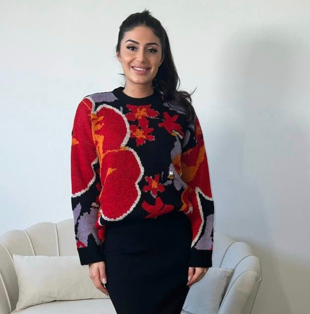 Desenli örgü kazak