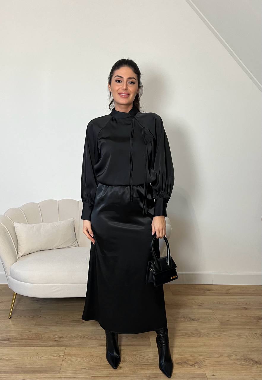 Satin skirt - Black