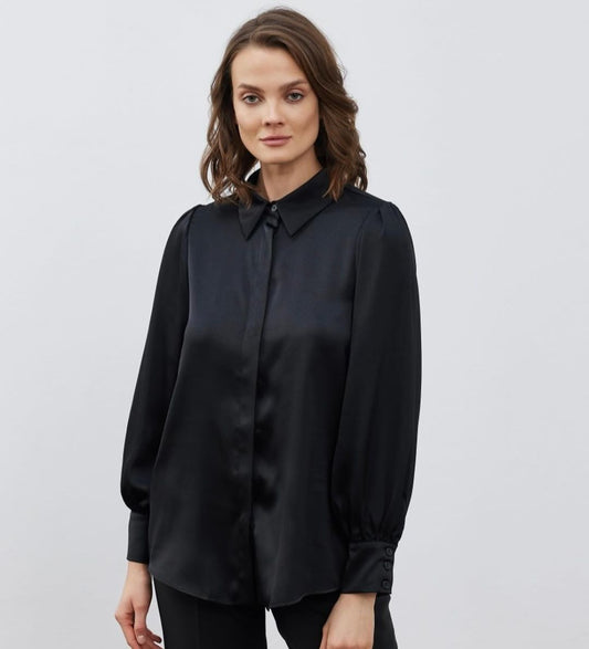 Satijnen blouse - Zwart