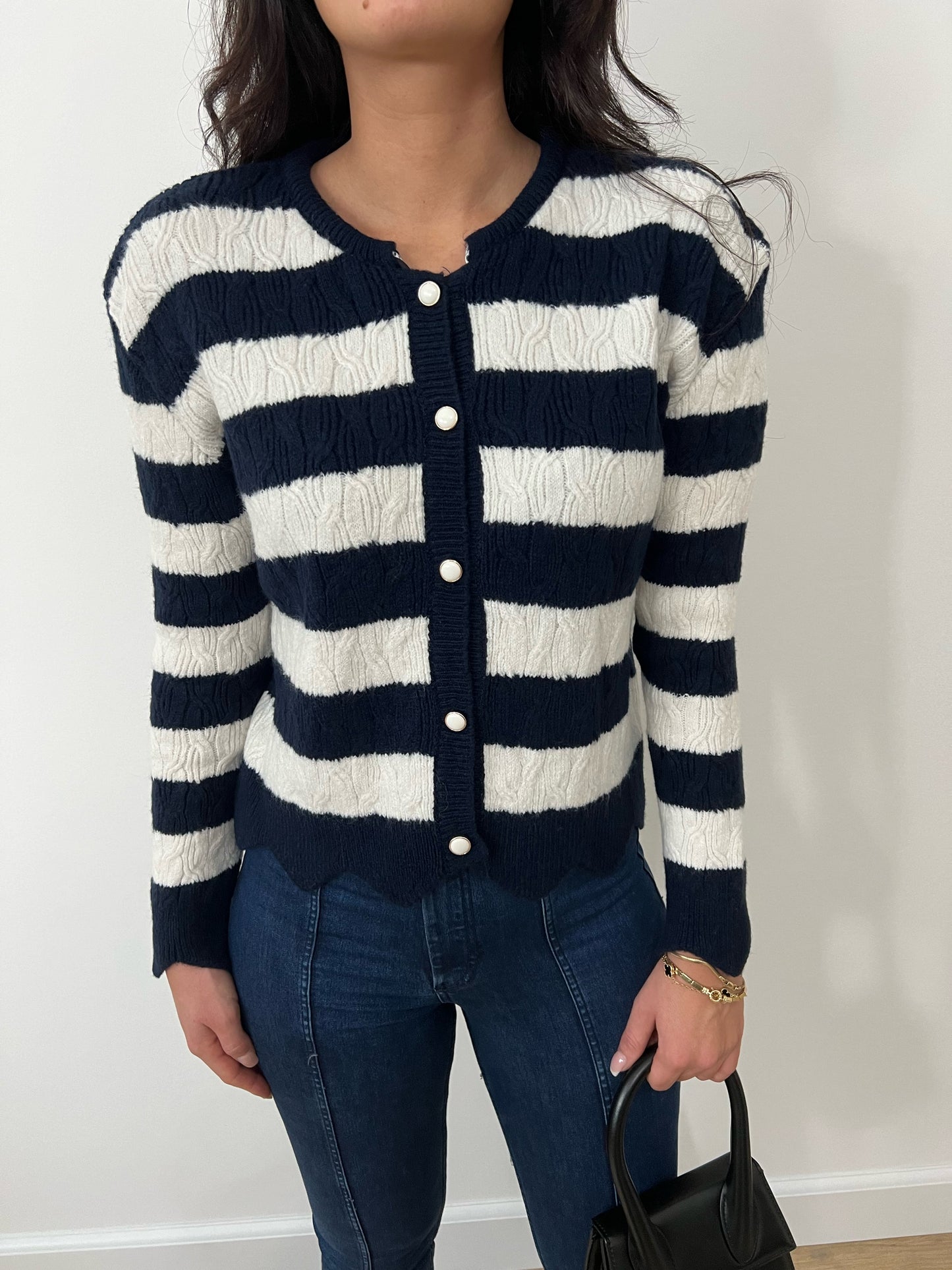 Lara cardigan - Blue/White