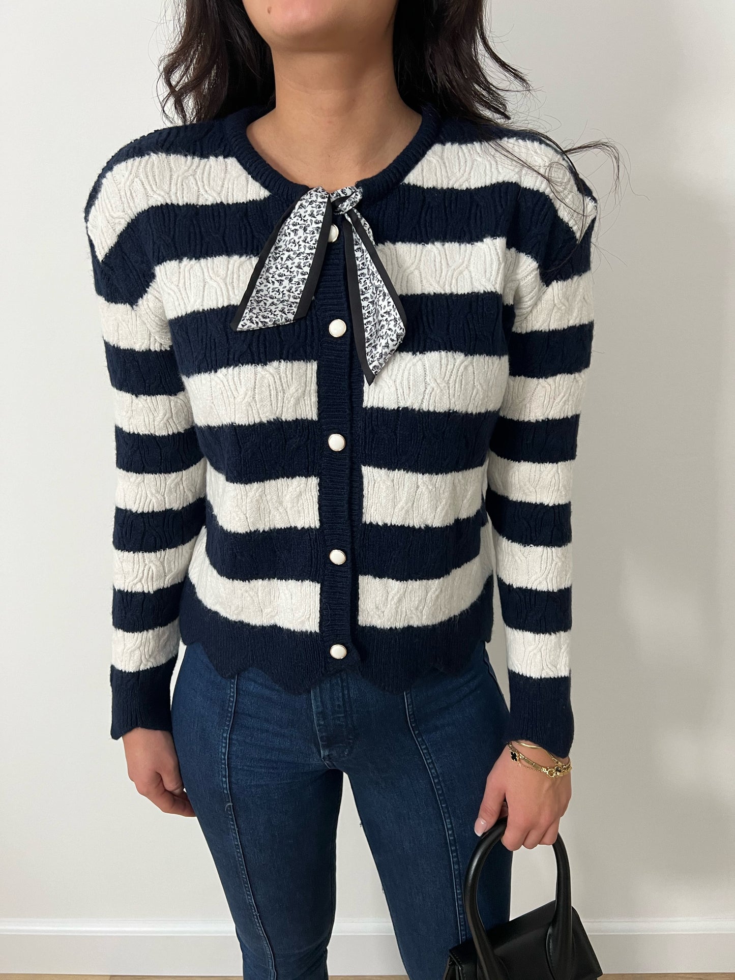 Lara cardigan - Blue/White