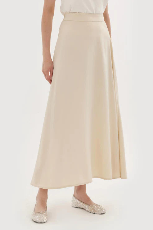 Satin cotton skirt - Beige