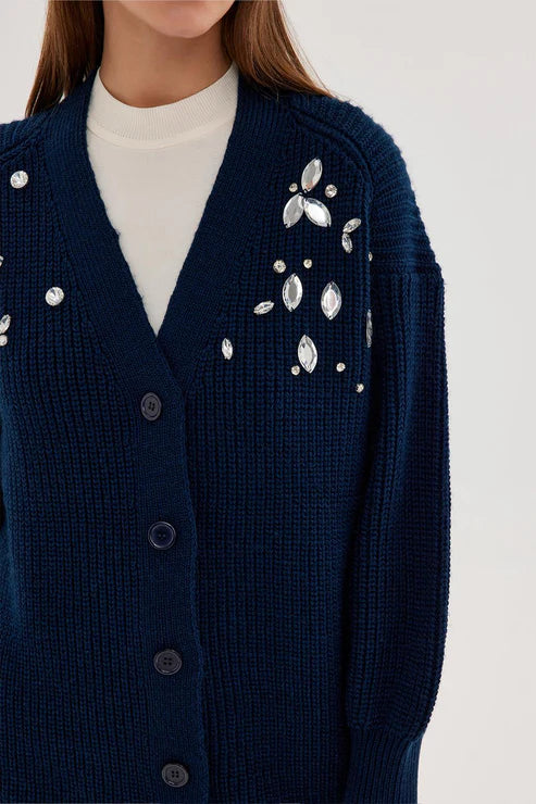 Stone embroidered vest - Blue