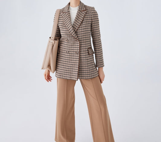 Checked blazer - Brown