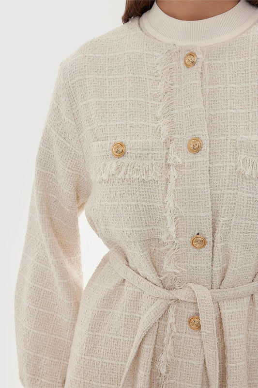 Tweed jacket and trouser set - Ecru