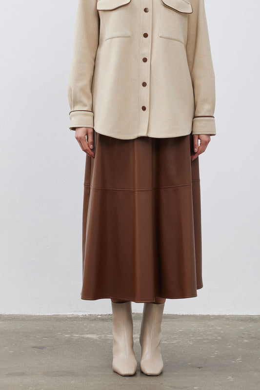 Leather look skirt - Camel